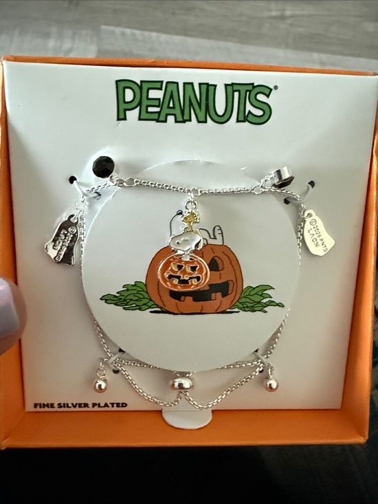 Peanuts Jewelry - Peanuts Silver-Plated Bracelet with Orange Pumpkin & Snoopy Charms